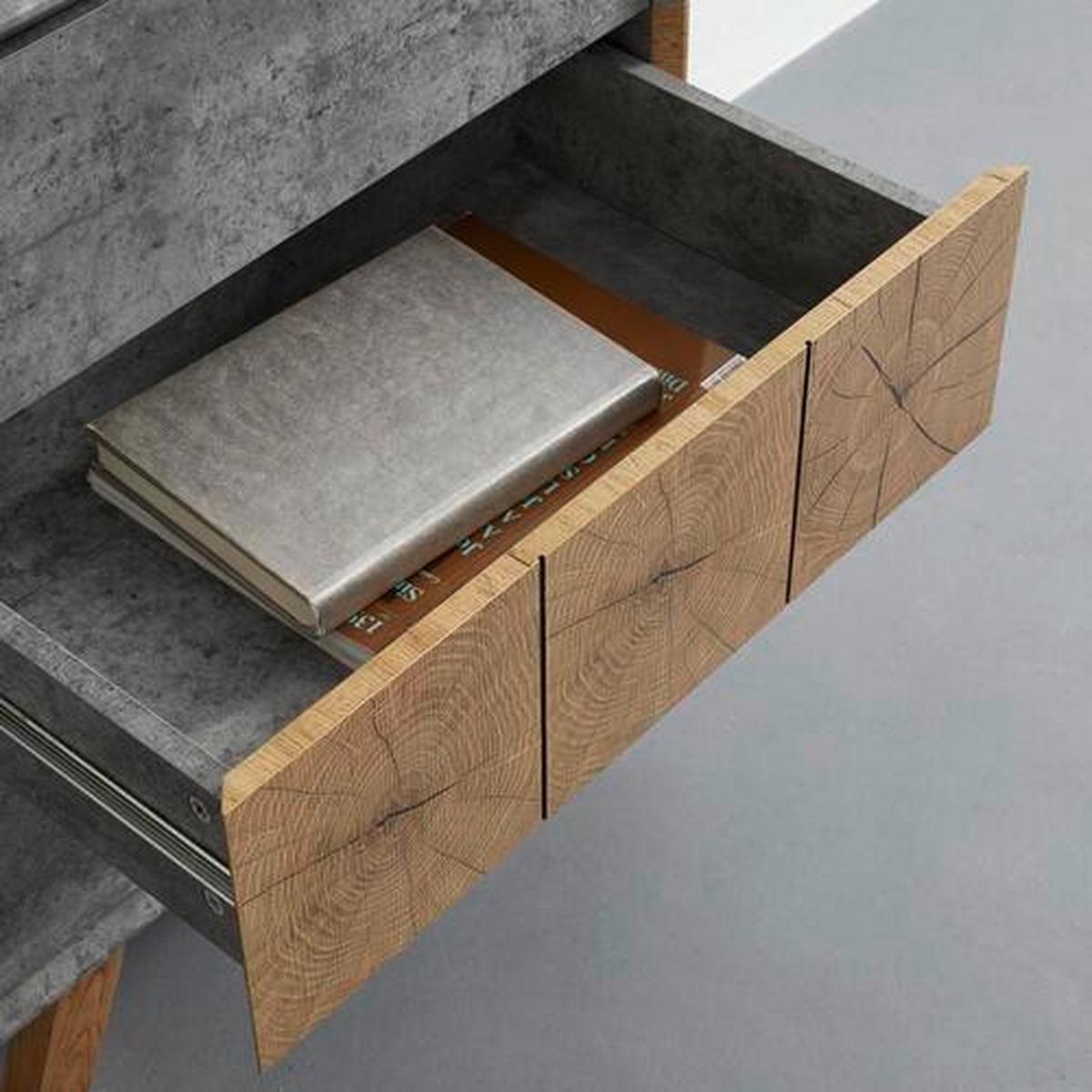 Nočný stolík CASPER - sivá/farba duba, Modern, drevo (60/75/40cm) - Bessagi Home