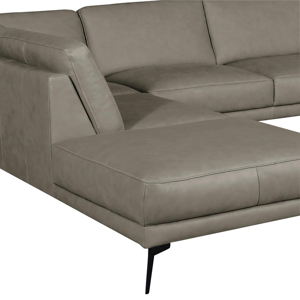 Ecksofa Spring, Grau S: 250x273 cm - Schwarz/Grau, Design, Leder (250/273cm) - Livetastic