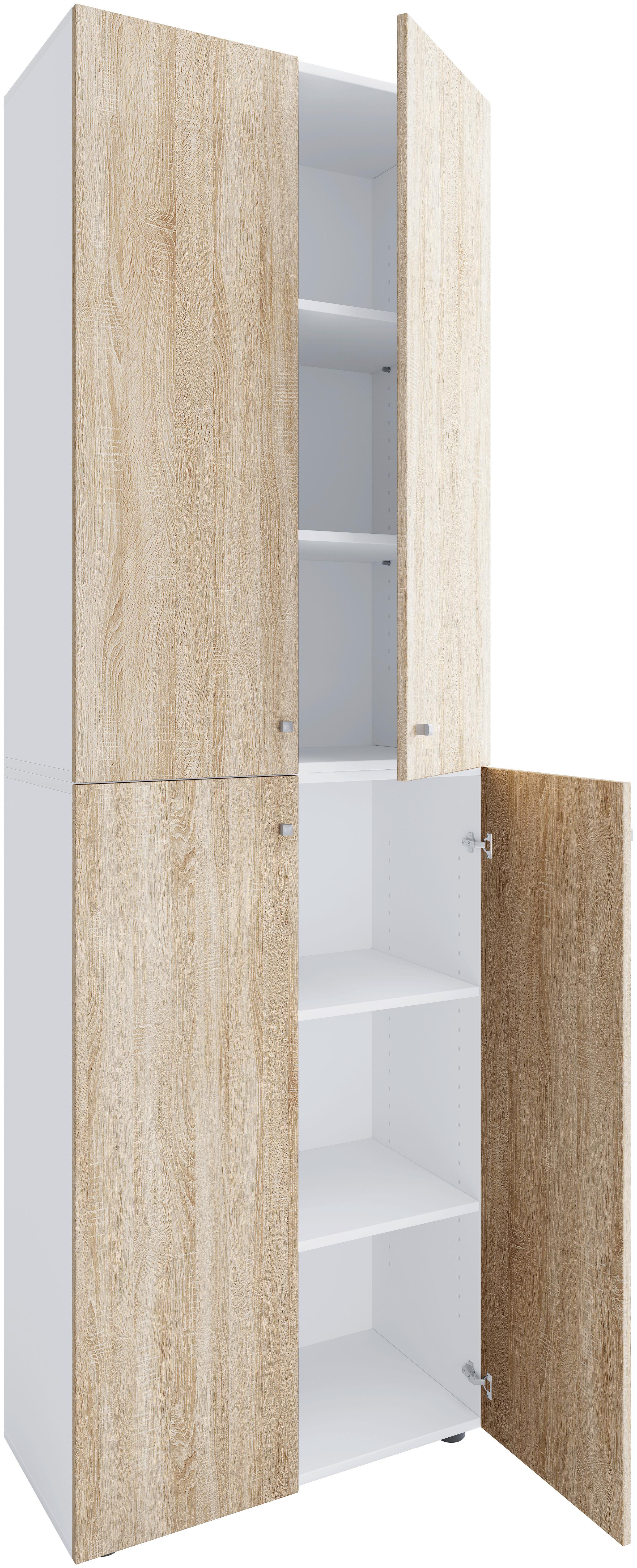 Aktenschrank Lona Weiß/eiche Dekor B: 70cm - Weiß/Sonoma Eiche, Design, Holzwerkstoff (70/220/39cm) - MID.YOU