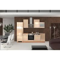 Küchenzeile Nepal mit Geräten 280 cm Kaschmir/Eiche Dekor - Kaschmir/Sonoma Eiche, MODERN, Glas/Holzwerkstoff (280cm) - FlexWell