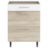 Alsószekrény Corina - Sonoma tölgy/fehér, Modern, fa/fém (60/82,4/58cm)