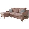 Ecksofa mit Bettkasten Valentina Drosa Massiv - Dunkelrosa/Naturfarben, Design, Textil (150/228cm) - MID.YOU