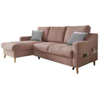 Ecksofa mit Bettkasten Valentina Drosa Massiv - Dunkelrosa/Naturfarben, Design, Textil (150/228cm) - MID.YOU