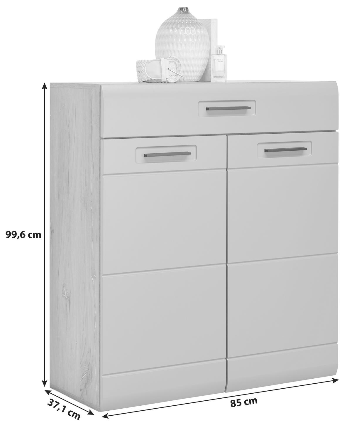 Kommode B: 85 cm Auris Basalt/Eiche Dekor - Eichefarben/Grau, MODERN (85/99,6/37,1cm) - Luca Bessoni