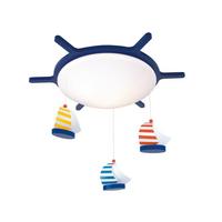 Kinderdeckenleuchte Segelboote L: 53 Cm Mit Hängenden Booten - Blau/Weiß, Trend, Holzwerkstoff/Kunststoff (53/53/10cm) - Niermann