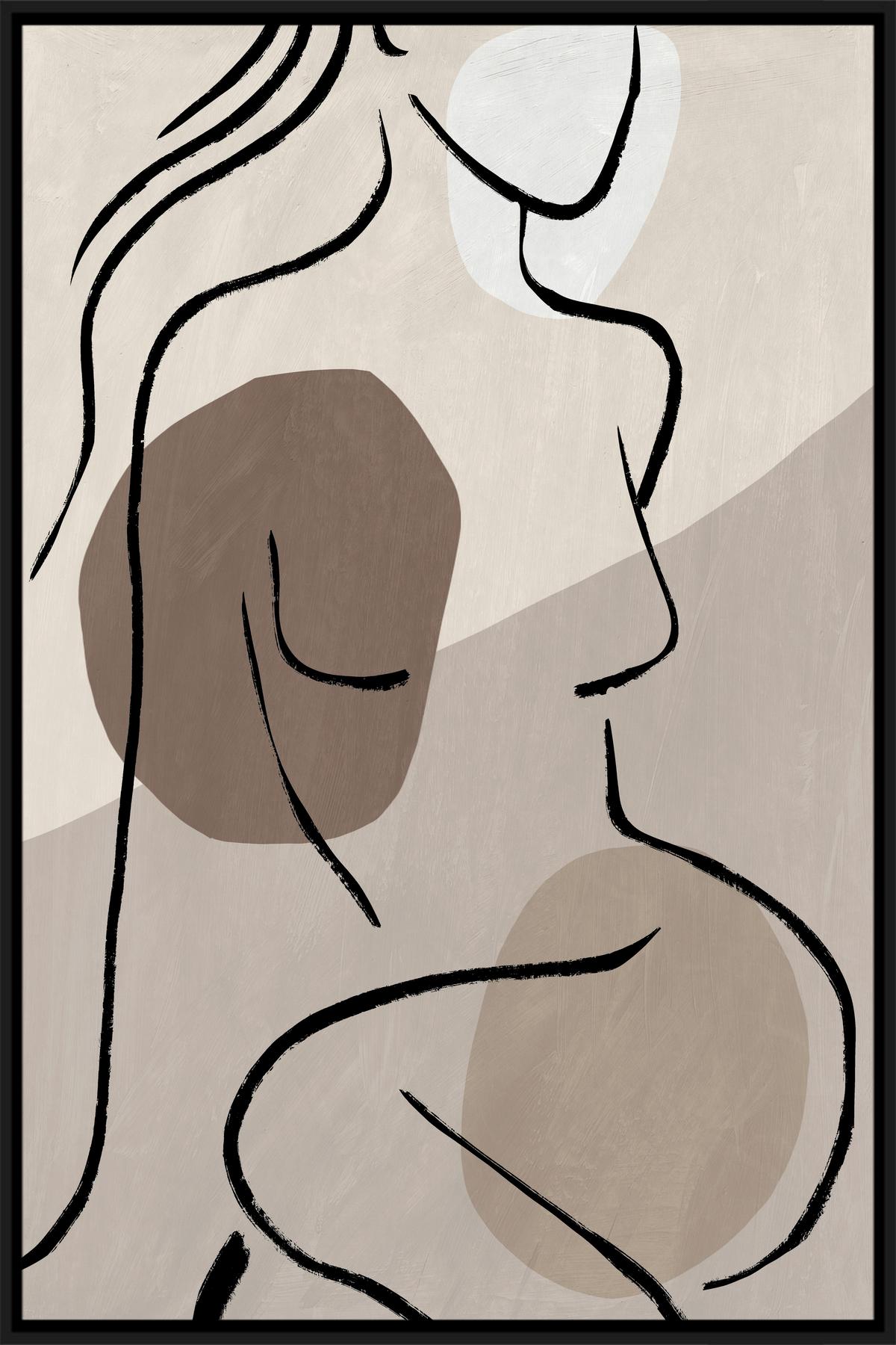 Obraz na plátně LOTTA, 60x90cm - černá/hnědá, Moderní, kompozitní dřevo/textil (60/90cm) - Premium Living