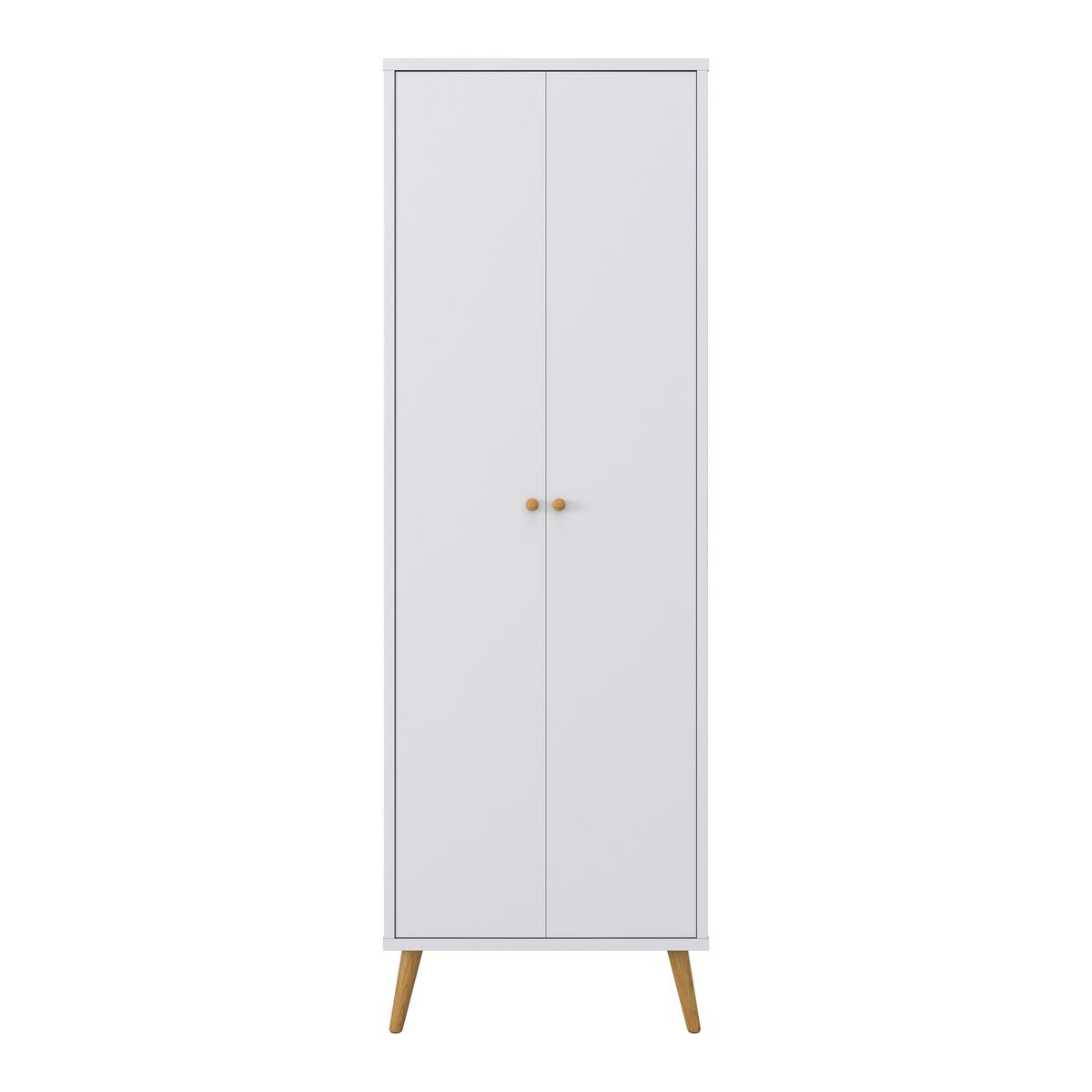 Šatní skříň LUDO bílá - bílá/přírodní barvy, Moderní, kov/dřevo (60/180/40cm) - Bessagi Home