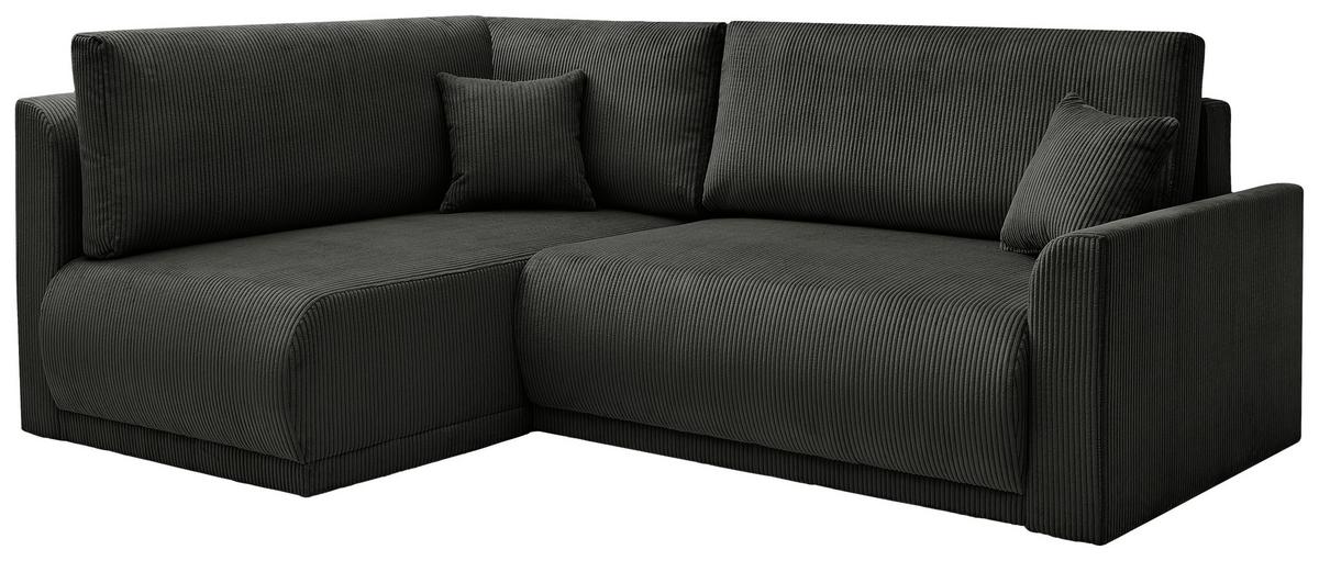 Rohová sedačka KIM L160, oboustr.,černý manšestr - černá, Moderní, dřevo/textil (233/160cm)