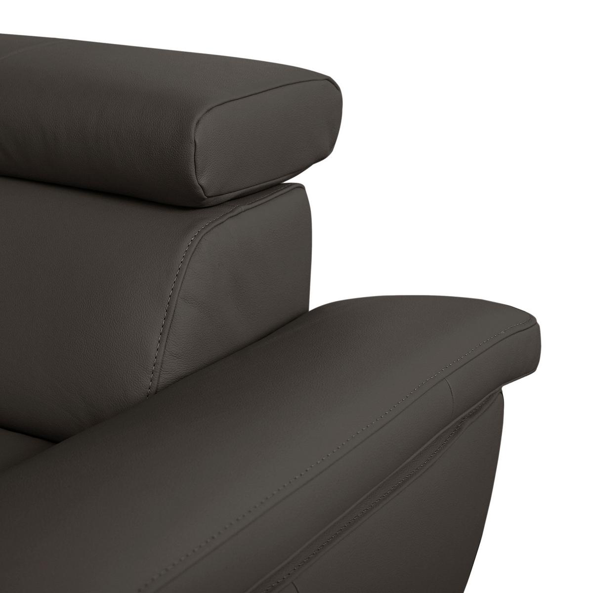 Ecksofa Lugano Teilleder Dunkelbraun 208x248 - Chromfarben/Dunkelbraun, Design, Leder/Textil (208/248cm) - Livetastic