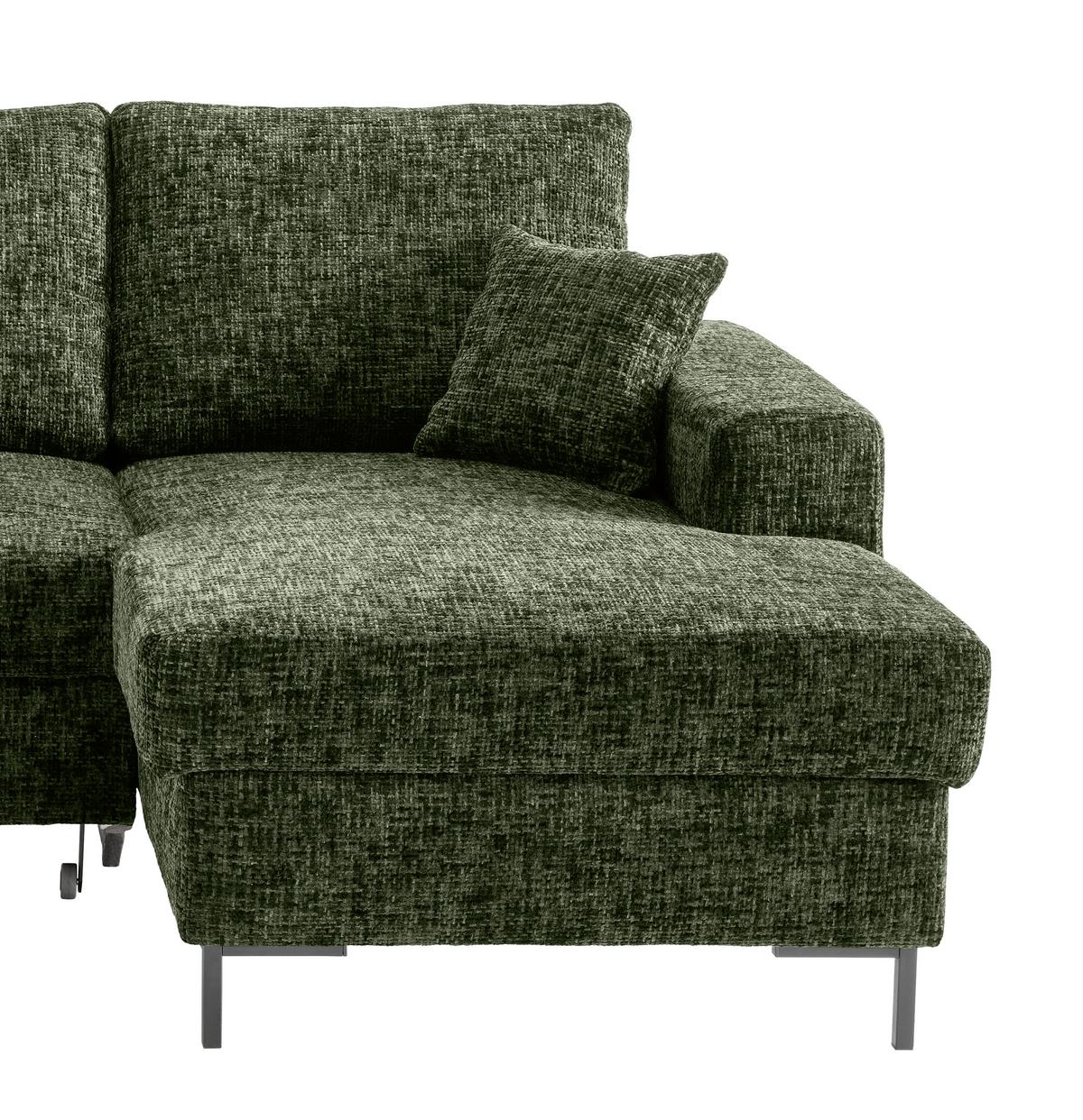 Eckschlafsofa Zona, D. Grün S: 237x143 Cm - Dunkelgrün/Schwarz, KONVENTIONELL, Textil (237/143cm) - Livetastic