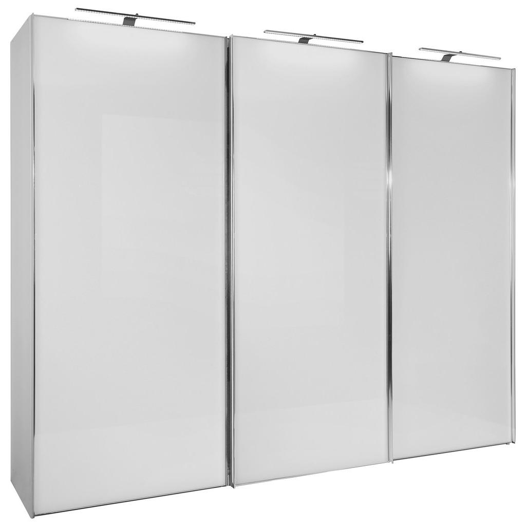 Schwebetürenschrank Glasfront 249cm Sonate Rom, Weiß
