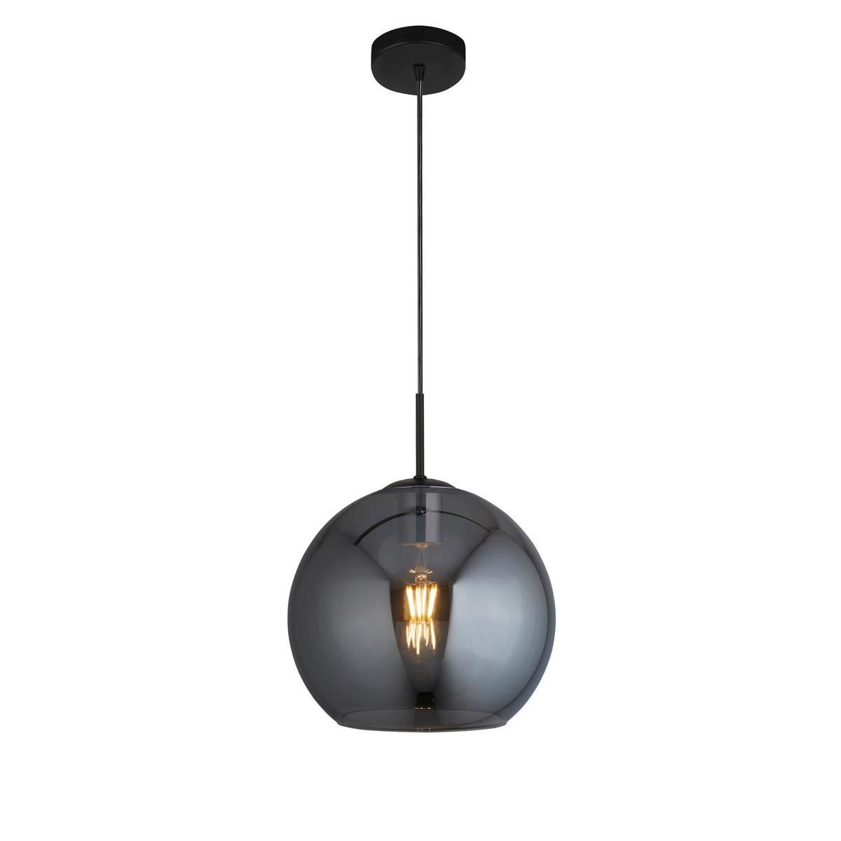 Hängeleuchte Amsterdam H: 120 cm 1-Flammig - Schwarz, Design, Glas/Metall (30/120cm)