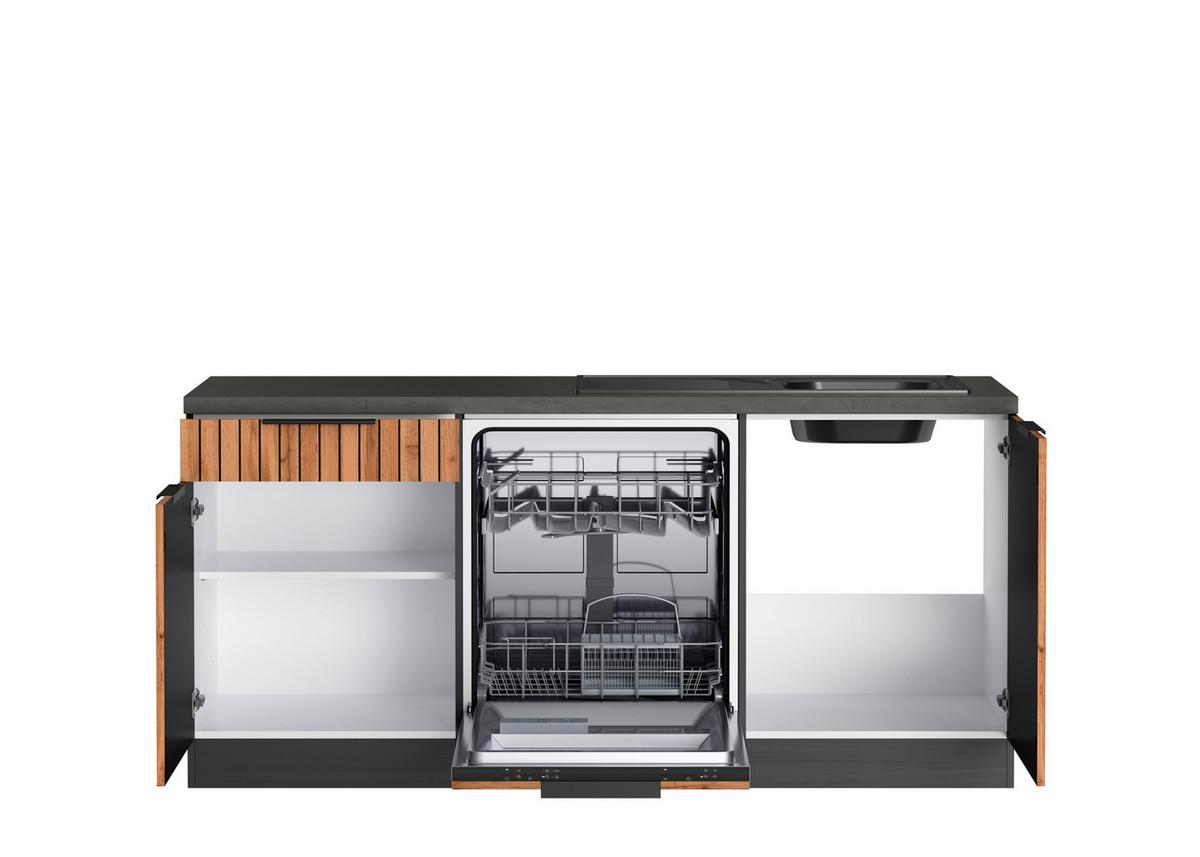 Eckküche Liverpool Graphit/ Eiche Dekor S: 300x240 cm - Schieferfarben/Eiche Wotan, Basics, Holzwerkstoff (300/240cm) - Held