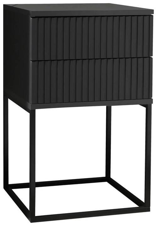 Nočný stolík MARLE grafitový - čierna/grafitová, Modern, kov/kompozitné drevo (40/65/38,5cm) - Hom`in