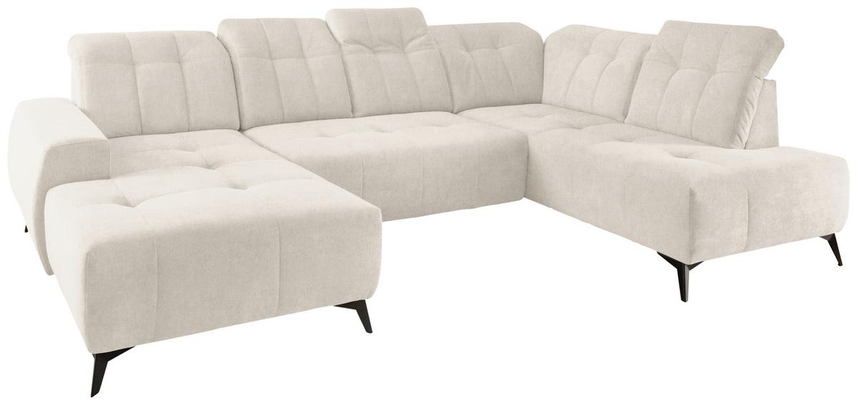 Ecksofa, Sitzvorzug Elektrisch Sano, Creme, 180x337x200 Cm - Creme/Schwarz, MODERN, Textil (180/337/200cm) - Livetastic