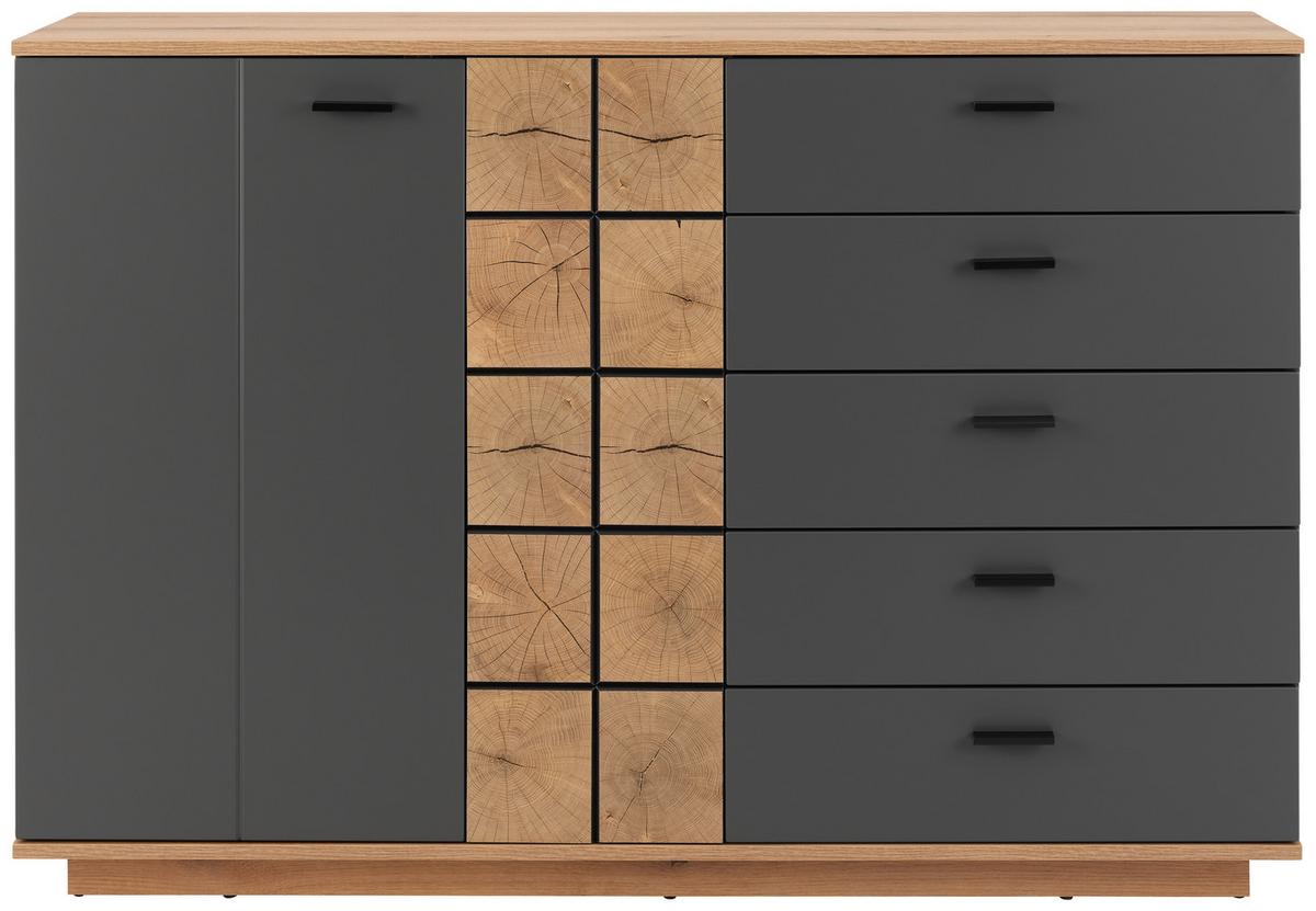 Kommode Oreta B: 136,1 Cm Anthrazit/eichefarben - Eichefarben/Anthrazit, MODERN, Holzwerkstoff (136,1/95/40cm)