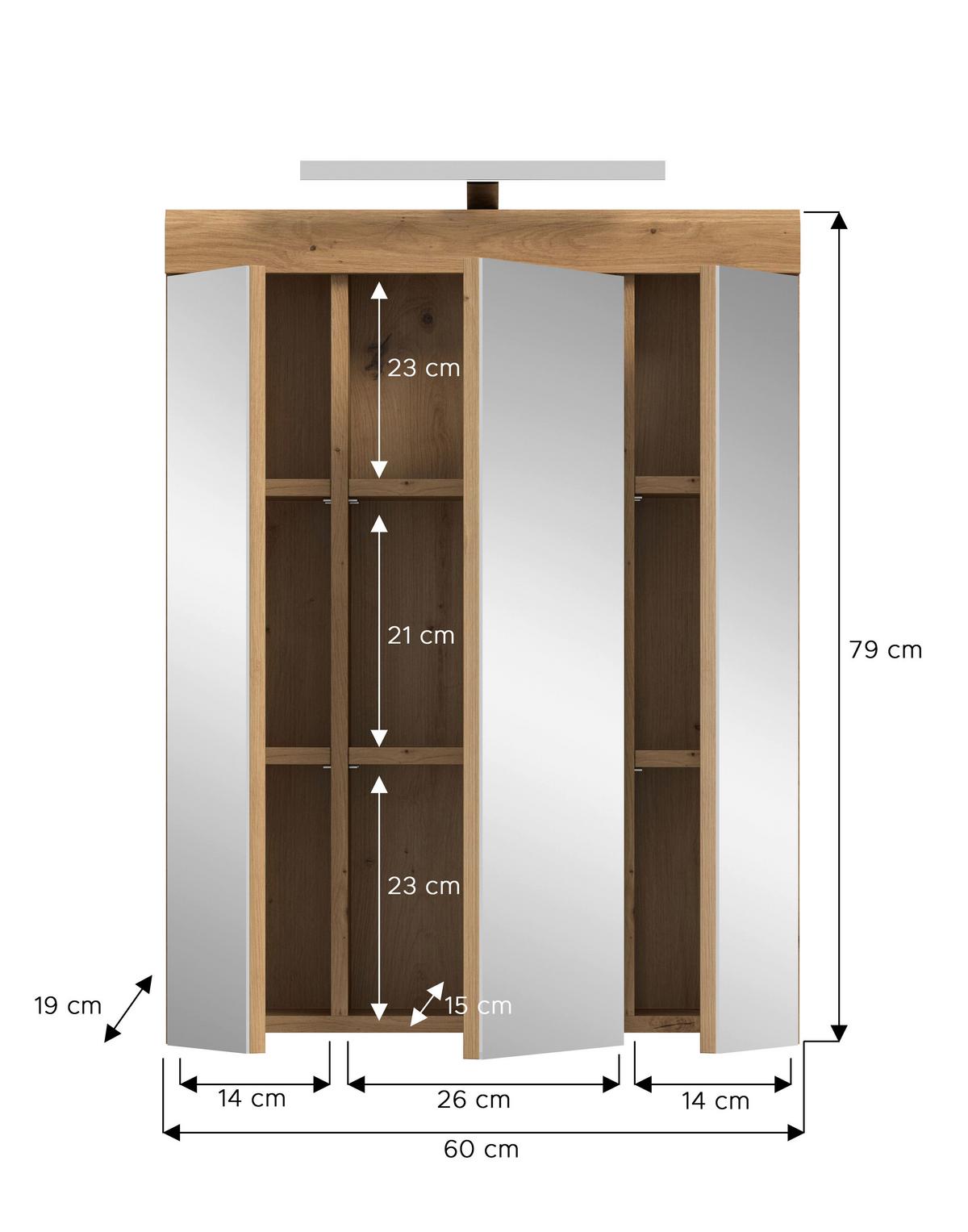 Spiegelschrank Scout Eiche Artisan Dekor B: 60cm - Eiche Artisan, Trend, Glas/Holzwerkstoff (60/79/18cm) - MID.YOU