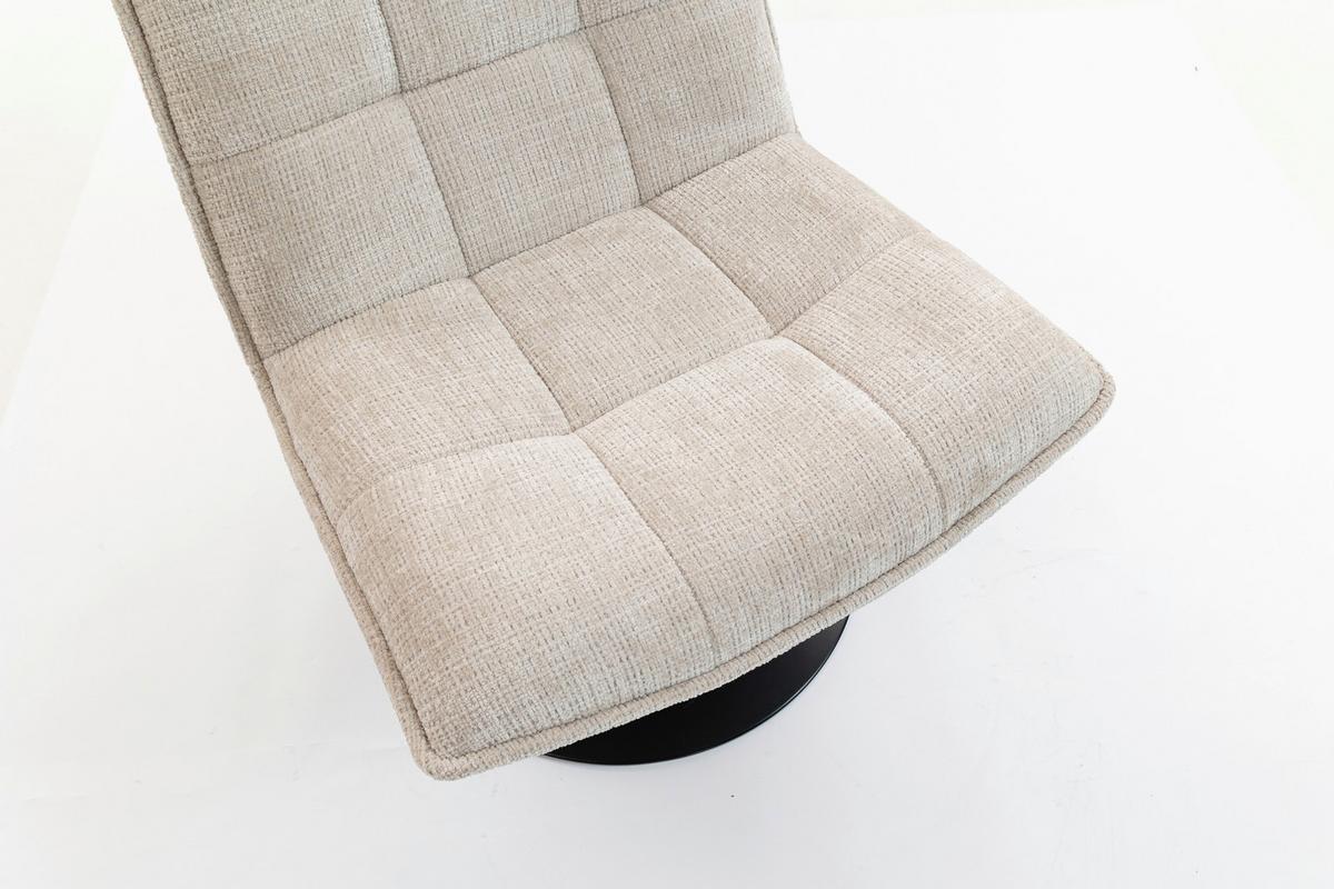 Relaxliege Kairo Creme Sitzfläche drehbar, B: 71 cm - Creme/Schwarz, MODERN, Holz/Textil (71/88/89cm)