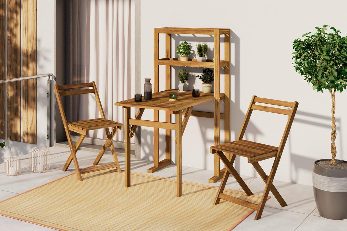 Balkonset Kiel - Akaziefarben, MODERN, Holz (65/42/131/78/85/48cm) - James Wood