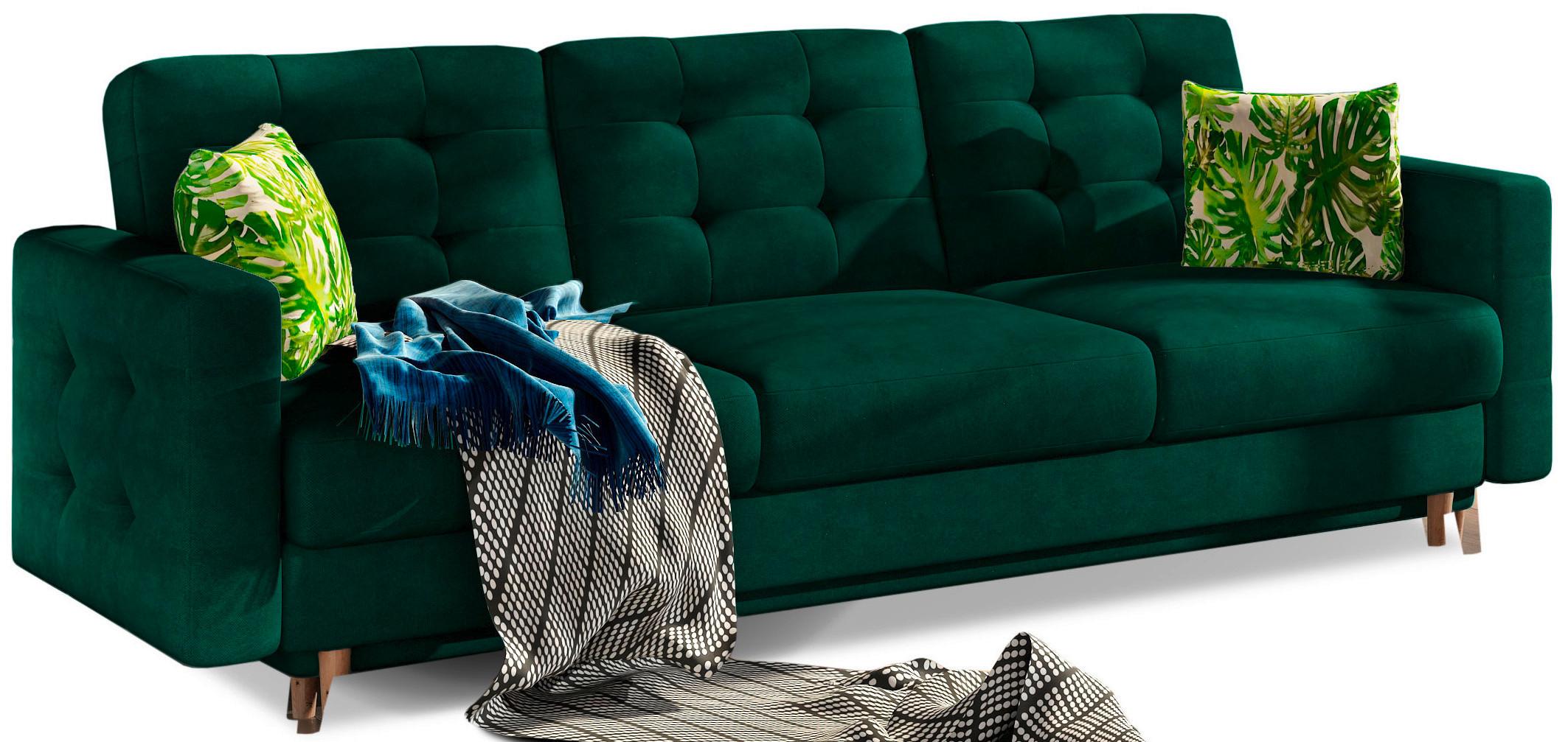 Schlafsofa Asgard Grün B: 230 cm - Buchefarben/Grün, Design, Textil (230/93/92cm) - MID.YOU