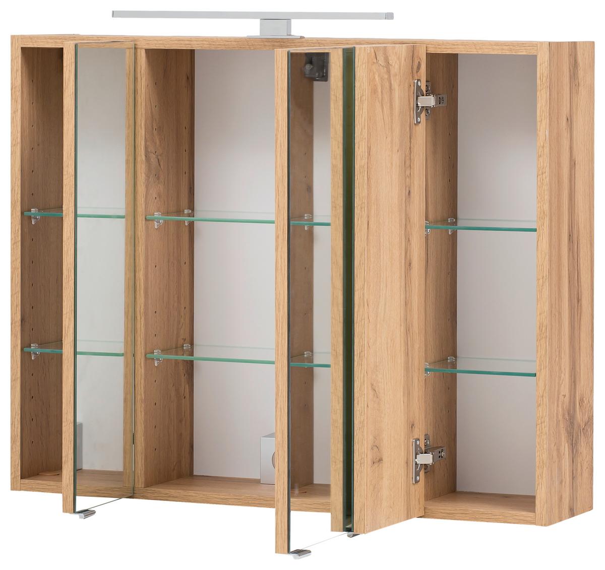 Spiegelschrank Kopenhagen Eiche Dekor B:80 cm - Eichefarben, KONVENTIONELL, Glas/Holzwerkstoff (80/64/20cm) - Held