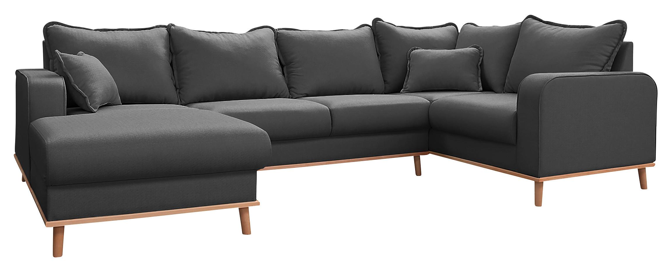 Wohnlandschaft Beata D.grau U: 170x296x167 cm - Wengefarben/Dunkelgrau, Design, Textil (170/296/167cm) - Livetastic