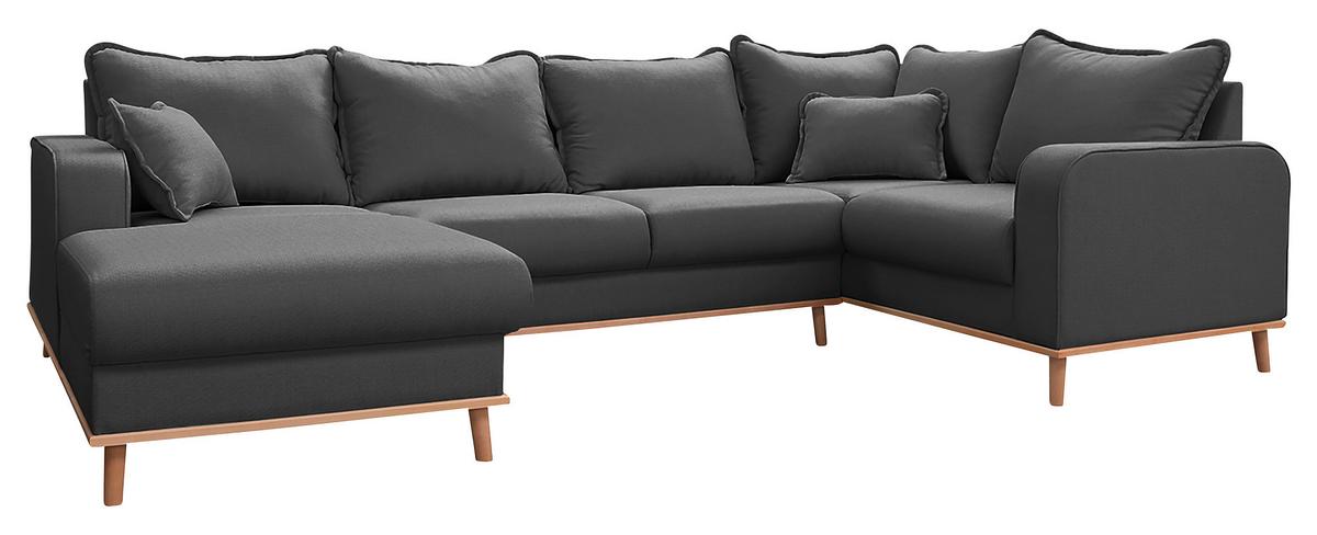 Wohnlandschaft Beata D.grau U: 170x296x167 cm - Wengefarben/Dunkelgrau, Design, Textil (170/296/167cm) - Livetastic