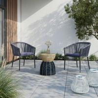 SADA ZAHRADNÍCH KŘESEL BENICIA - modrá/černá, Moderní, kov/textil (55/76/63cm) - Bessagi Garden