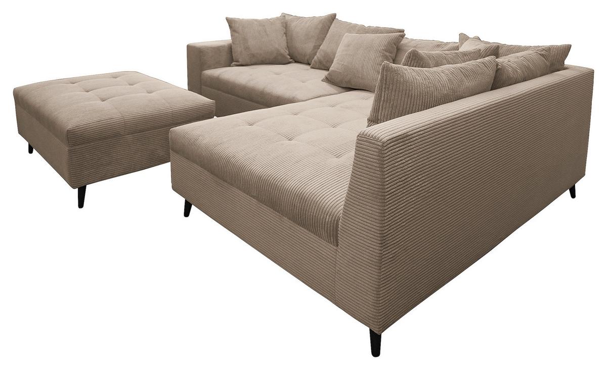 Ecksofa Pruno Hellbraun S: 247x174 Cmb - Hellbraun/Schwarz, Design, Textil (247/174cm) - MID.YOU