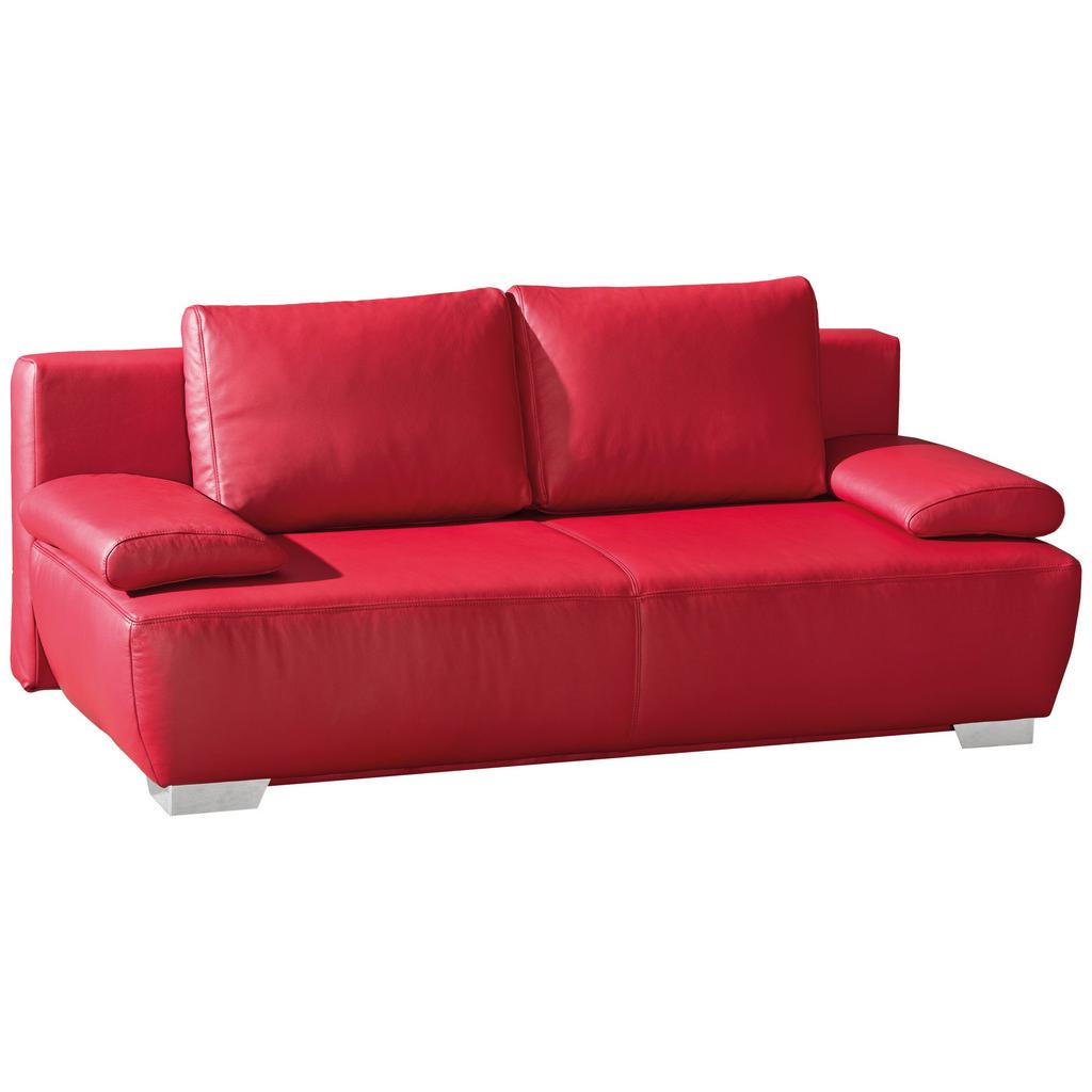 2-Sitzer-Sofa mit Schlaffunktion + Bettkasten Nikita Rot Leder