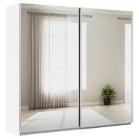 Schwebetürenschrank Mit Spiegel 225cm Feldkirch, Weiß - Silberfarben/Weiß, MODERN, Glas/Holzwerkstoff (225/210/62cm)