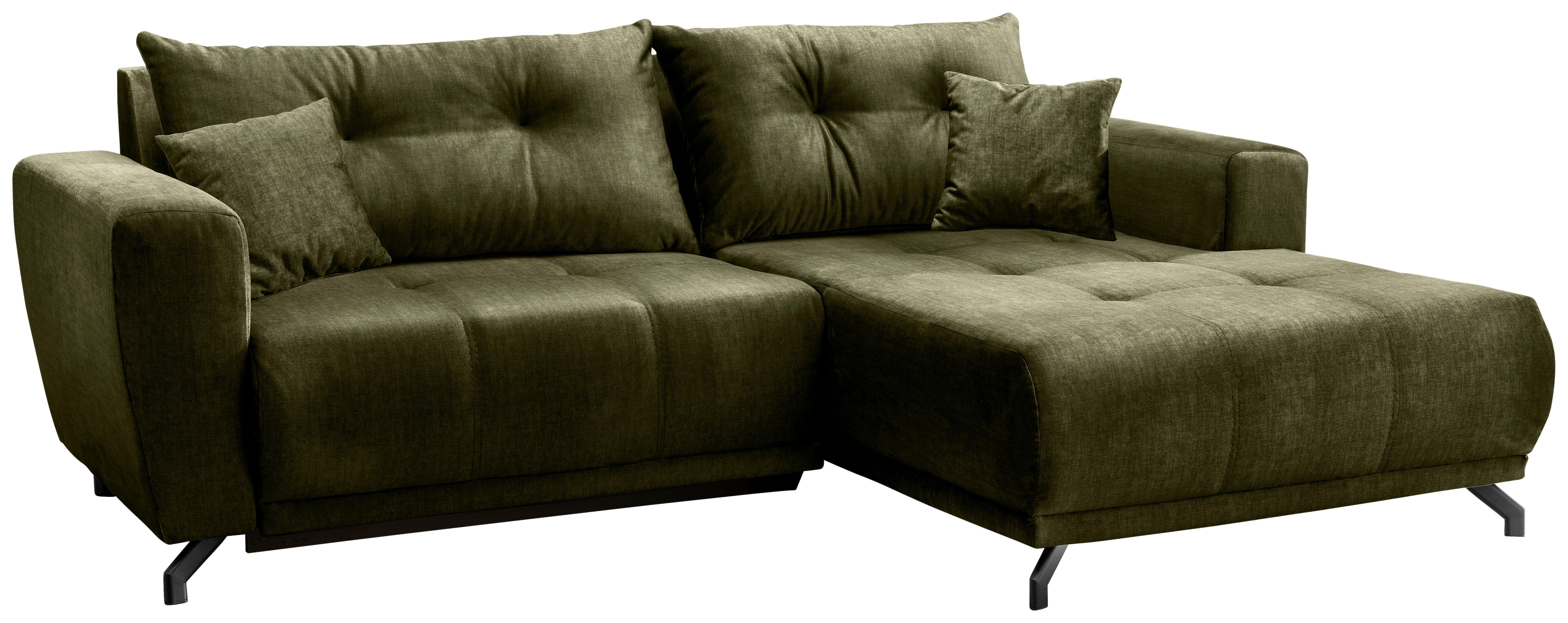 Ecksofa Restato, Grün S: 246x177 cm - Schwarz/Grün, MODERN, Textil (246/177cm) - MID.YOU