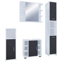 Badmöbel-set 4-tlg. Zalo B: 140 Cm Schwarz/weiß - Schwarz/Weiß, MODERN, Holzwerkstoff (120cm) - MID.YOU