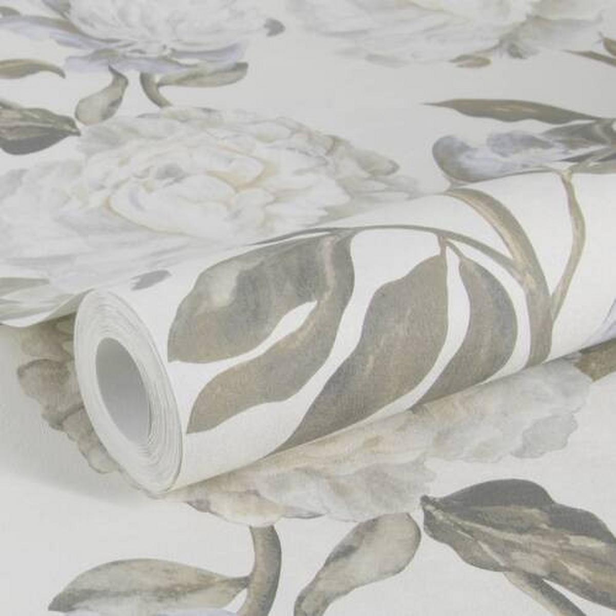 Vliestapete Peony Weiss - Weiß, Basics, Papier/Kunststoff (52/1005cm)