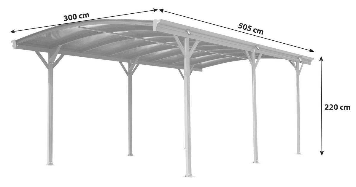 Carport 505x300 Cm Aluminium, Wetterbeständig - Anthrazit, Basics, Kunststoff/Metall (300/220/505cm)