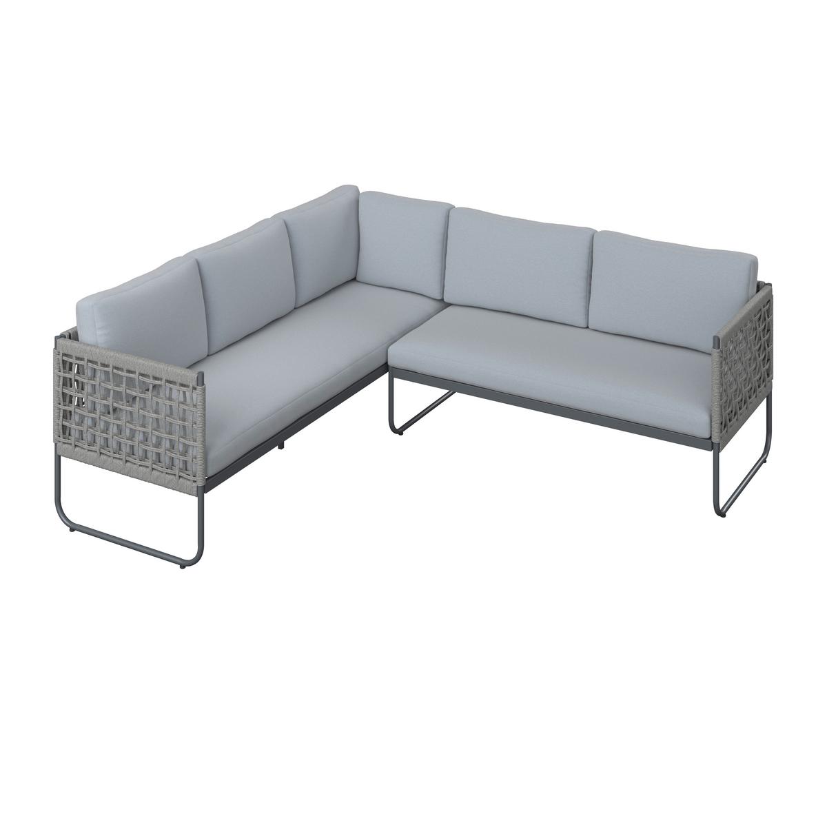 Loungegarnitur Perth - Anthrazit/Grau, MODERN, Glas/Textil (196/218,5cm) - Beldano