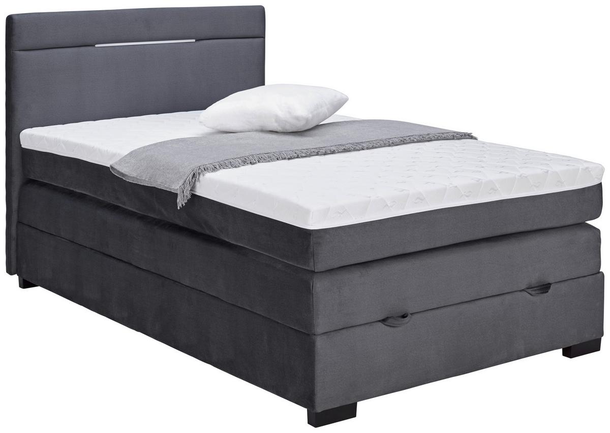 Boxspringbett mit Topper & Bettkasten 140x200 cm Tommy - Graphitfarben, MODERN, Holzwerkstoff/Textil (140/200cm)