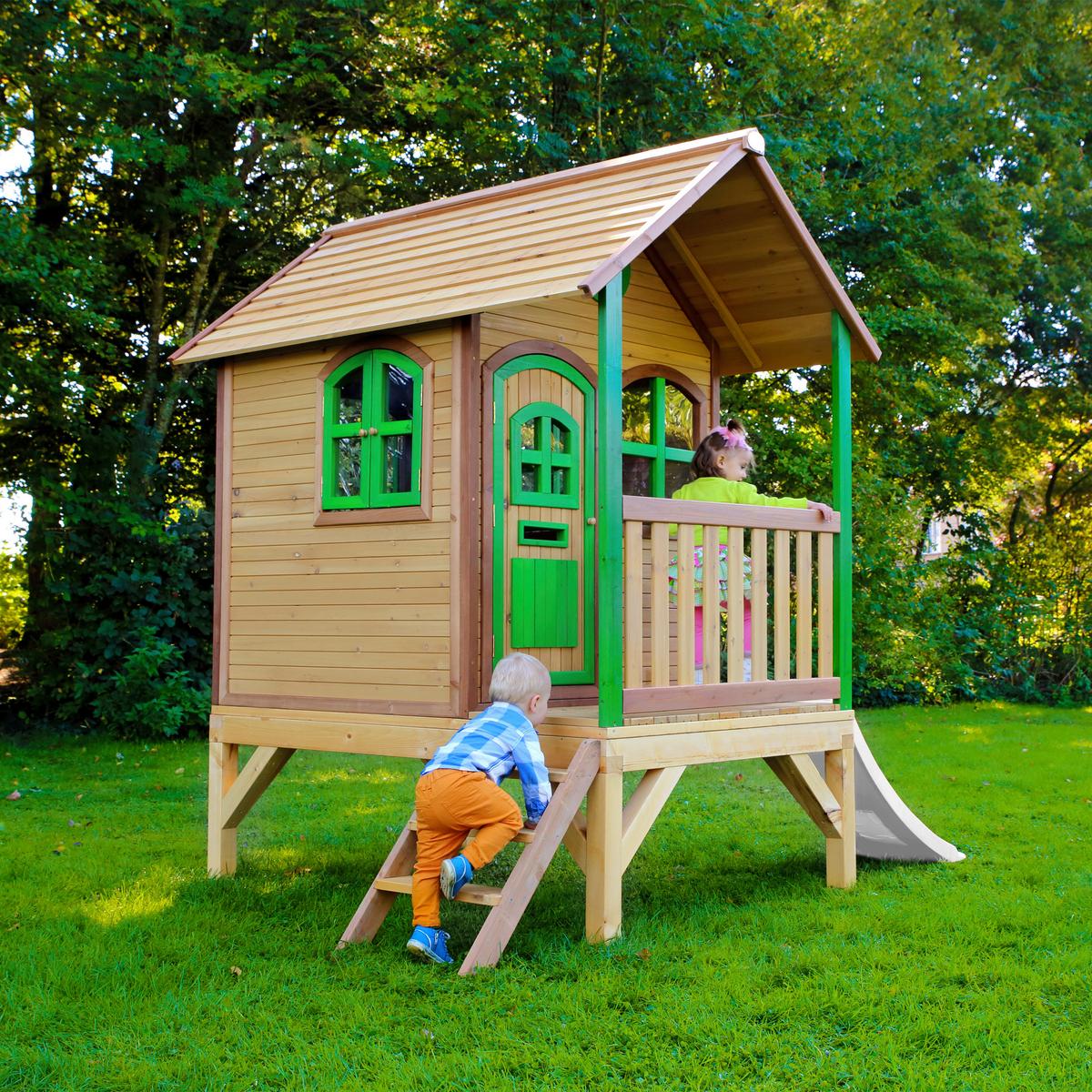 Spielhaus A030.036.90 - Rot/Braun, KONVENTIONELL, Holz (287/231/191cm) - Ambia Garden