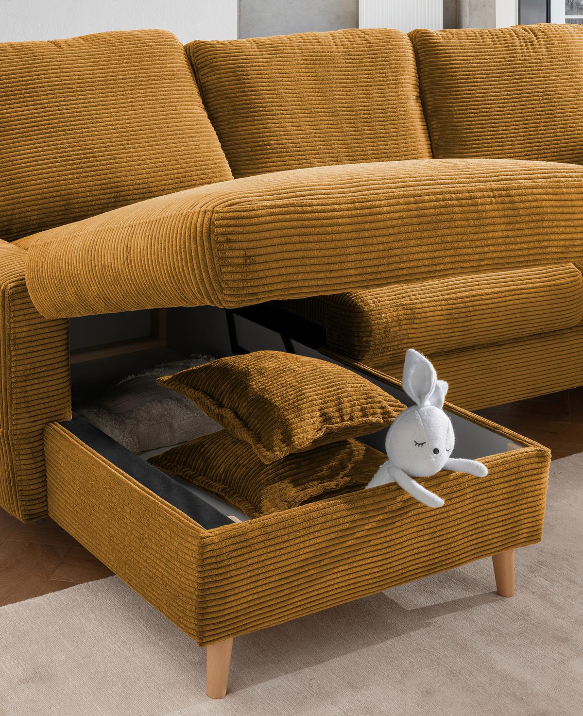 Ecksofa Valentina - Goldfarben/Naturfarben, Design, Textil (150/228cm) - P & B
