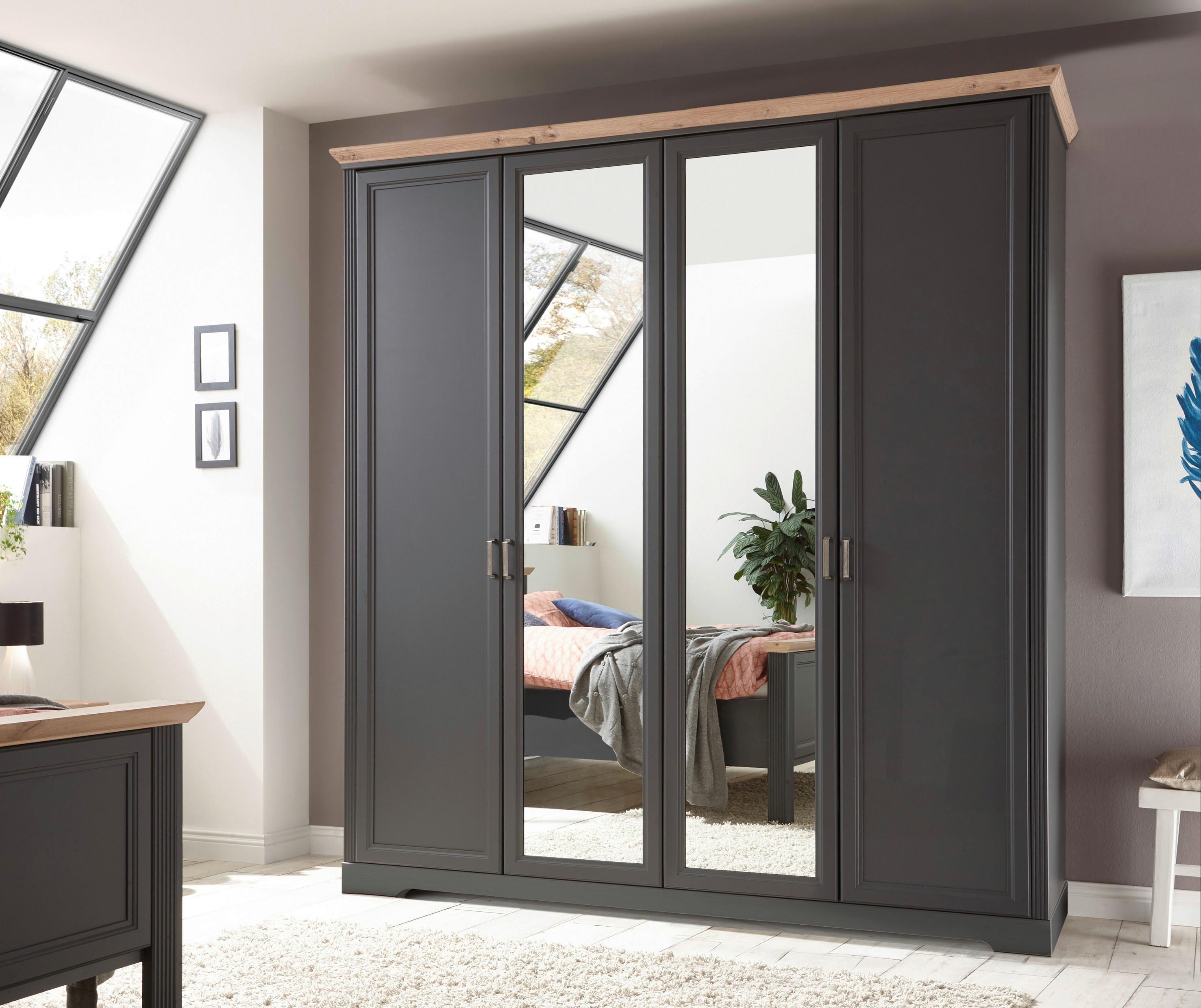 Drehtürenschrank Mit Spiegel 214 cm Jasmin II Graphitfarben - Graphitfarben/Eiche Artisan, LIFESTYLE, Holzwerkstoff (214/220/64cm)