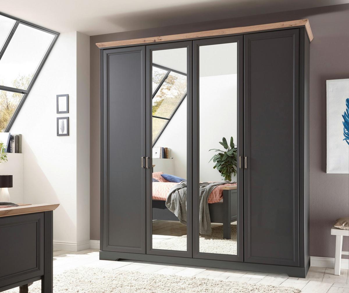 Drehtürenschrank Mit Spiegel 214 cm Jasmin II Graphitfarben - Graphitfarben/Eiche Artisan, LIFESTYLE, Holzwerkstoff (214/220/64cm)