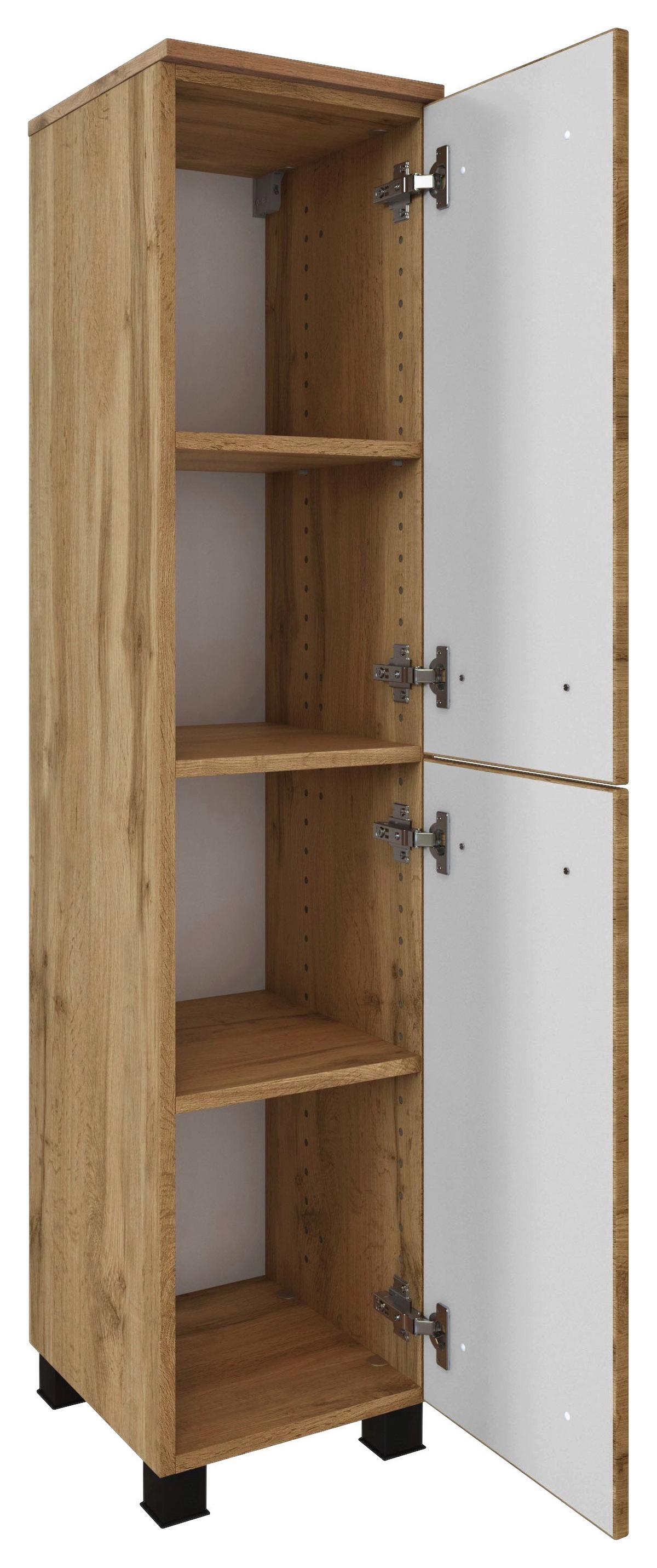 Badmöbel-set Manchester B: 130 Cm Eiche Wotan Dekor - Eichefarben/Weiß, MODERN, Keramik/Holzwerkstoff (130cm) - Held