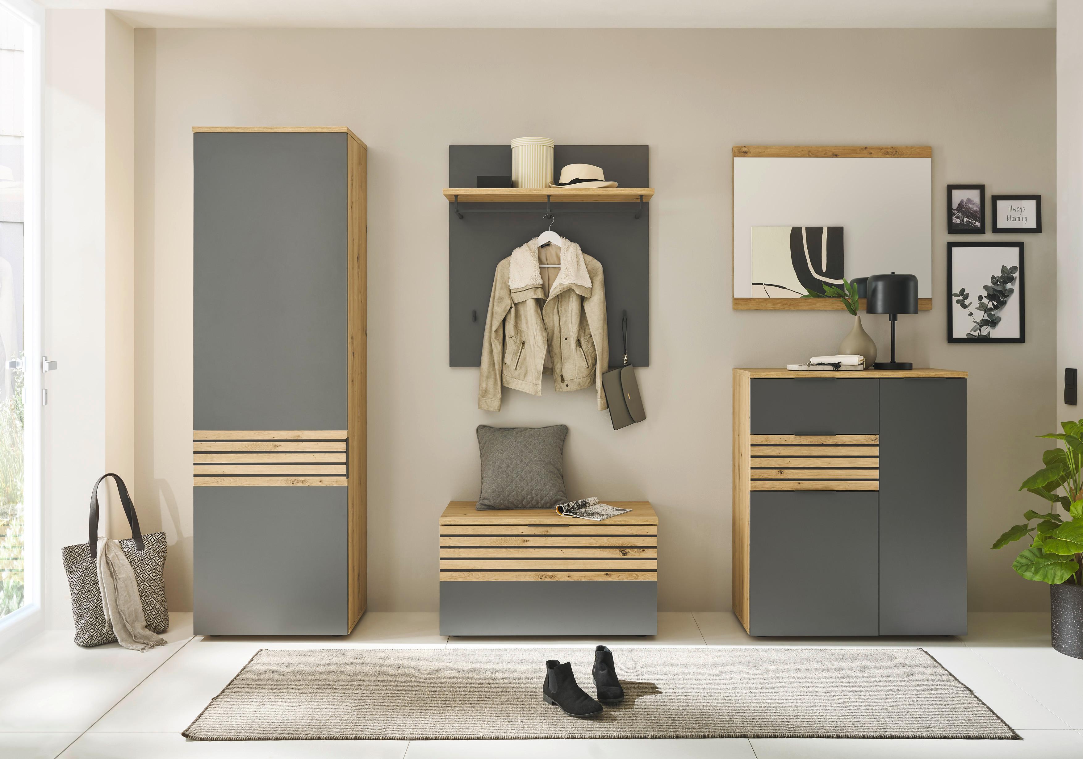 Garderobenschrank Milan Grau/eiche Dekor B: 60 Cm - Eiche Artisan/Grau, Natur, Holzwerkstoff (60/200/38cm) - MID.YOU