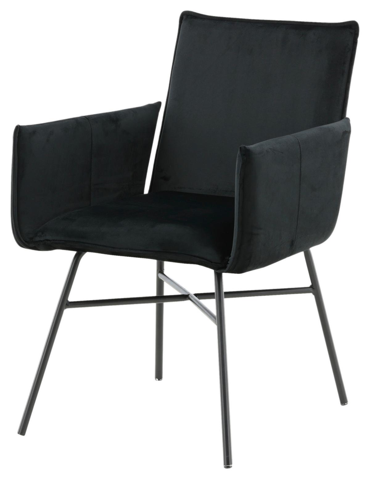 Stuhl Petra - Schwarz, Design, Textil/Metall (57/87/60cm) - Livetastic