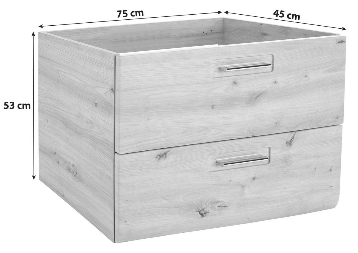 Waschbeckenunterschrank Mit Soft-Close Avensis, B: 75 Cm - Eichefarben, MODERN, Holzwerkstoff (75/53/45cm) - Luca Bessoni