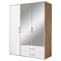 Kleiderschrank mit Spiegel 3trg Lembo Artisan Eiche/Weiß 155cm - Weiß/Eiche Artisan, Basics, Glas/Holzwerkstoff (155/195/60cm)