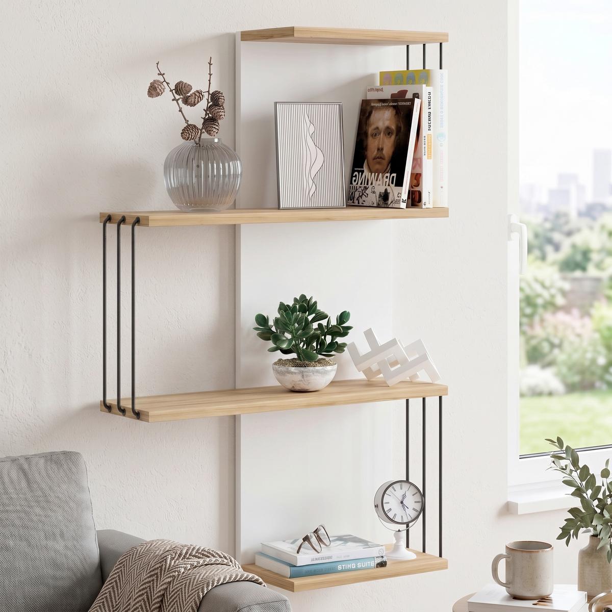 Wandboard Dolira Weiß/Eichefarben B: 68 cm - Eichefarben/Weiß, Design, Holzwerkstoff (68/98/19cm) - Livetastic