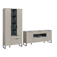 Wohnwand Noida Kaschmirfarben /Schwarz B: 290cm - Kaschmir/Schwarz, Design, Holzwerkstoff (290/192/41cm) - Livetastic