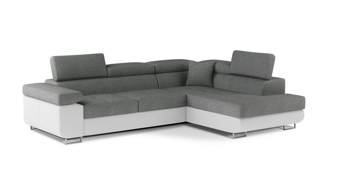 Ecksofa Anton Grau, Weiß S: 272x203 Cm - Chromfarben/Weiß, Design, Textil (272/203cm) - MID.YOU