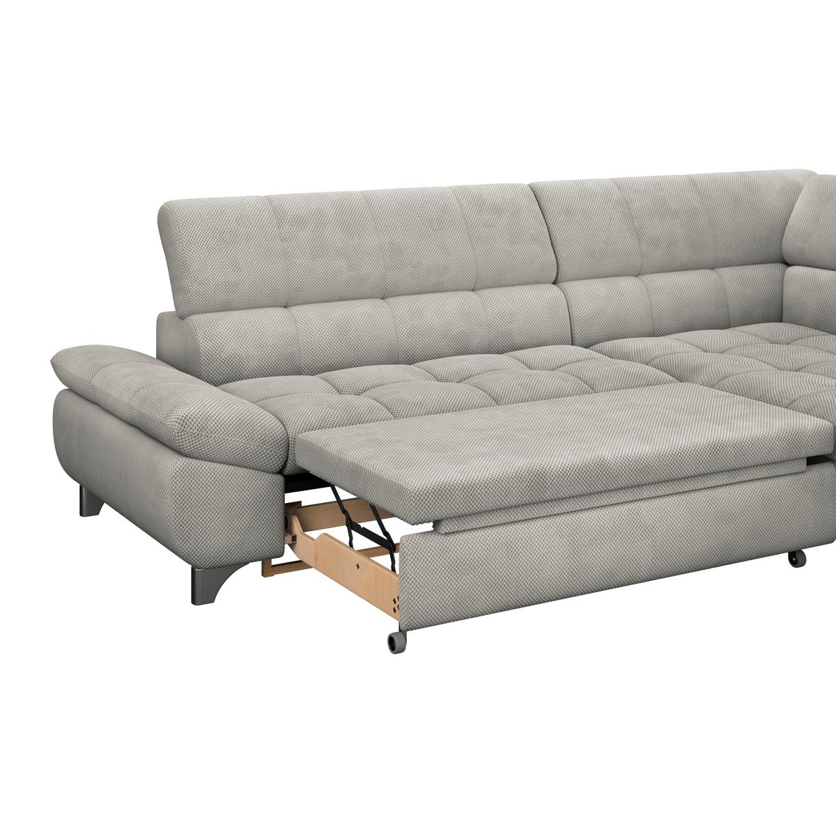 Ecksofa Gemini Dunkelgrau, B: 312 cm - Taupe/Chromfarben, KONVENTIONELL, Textil (312/234cm)